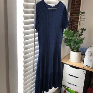 Gap M Tall blue ribbed dress